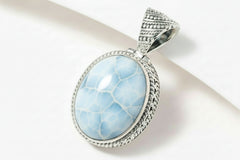 Artisan Crafted by Robert Manse Blue Opal Oval Pendant, Sterling Silver