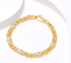 Diamonique Italia Sterling Silver Goldclad Polished Byzantine Bracelet, Avg 7-1/4"