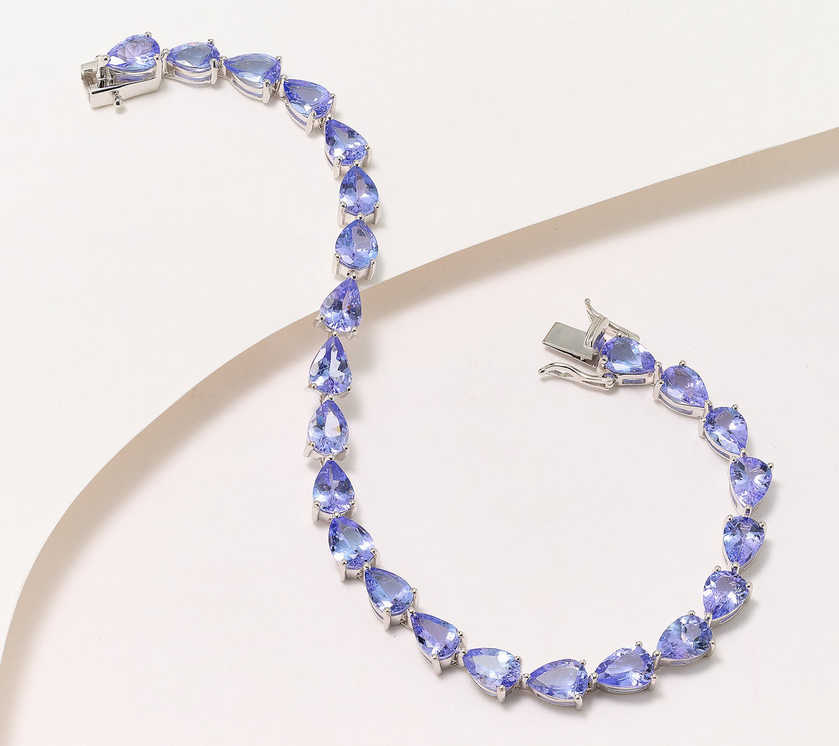Affinity Gems Pear Tanzanite 12cttw Line Bracelet, Sterling Silver 6-3/4"