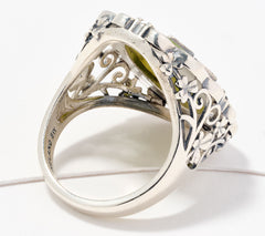 Connemara Marble Sterling Silver Marcasite trinity knot Ring, Size 9
