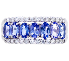 Affinity Gems Sterling Silver Tanzanite & White Zircon Band Ring, Size 7