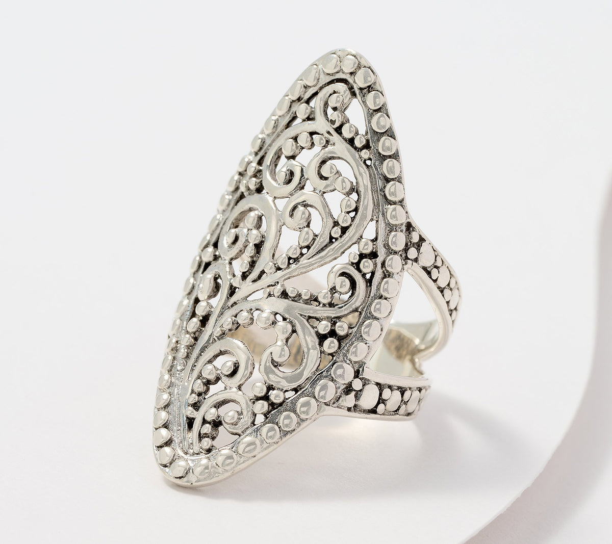Artisan Crafted Paisley Open Shank Ring, Sterling Silver, Size 7