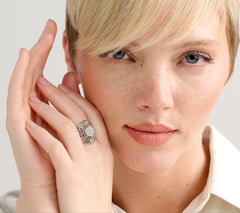 Artisan Crafted Sterling Silver Moonstone & Blue Topaz Ring, Size 6