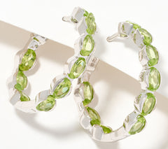 Affinity Gems 1" Semi- Precious Peridot Hoop Earrings, Sterling Silver