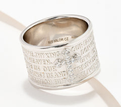 Diamonique Sterling Silver Italia Cigar Band Prayer Ring, Size 12