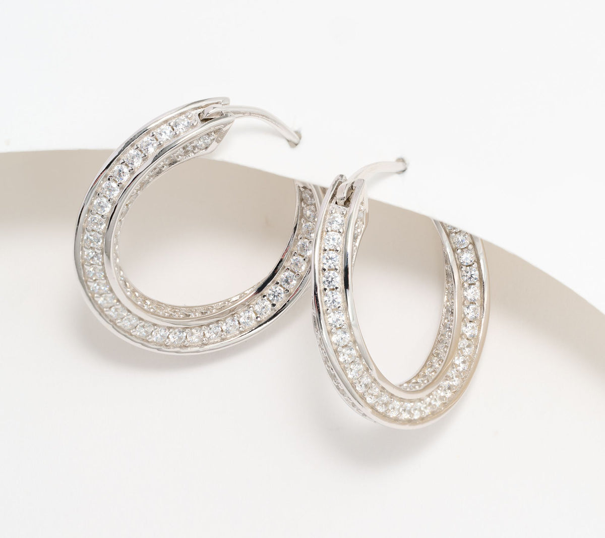 Diamonique Sterling Silver Italia Twisted Hoop Earrings