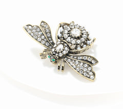Joan Rivers Antiqued Silvertone Amy's Crystal Bee Pin,