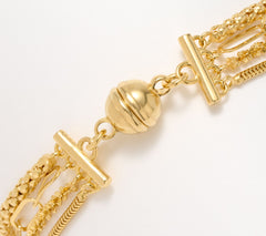 UltraFine 950 Silver Multi Chain Magnetic Bracelet, Yellow, Large