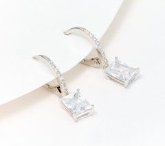 Diamonique Sterling Silver Classics Radiant-Cut Lever Back Drop Earrings, 1"