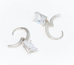 Diamonique Sterling Silver Classics Radiant-Cut Lever Back Drop Earrings, 1"