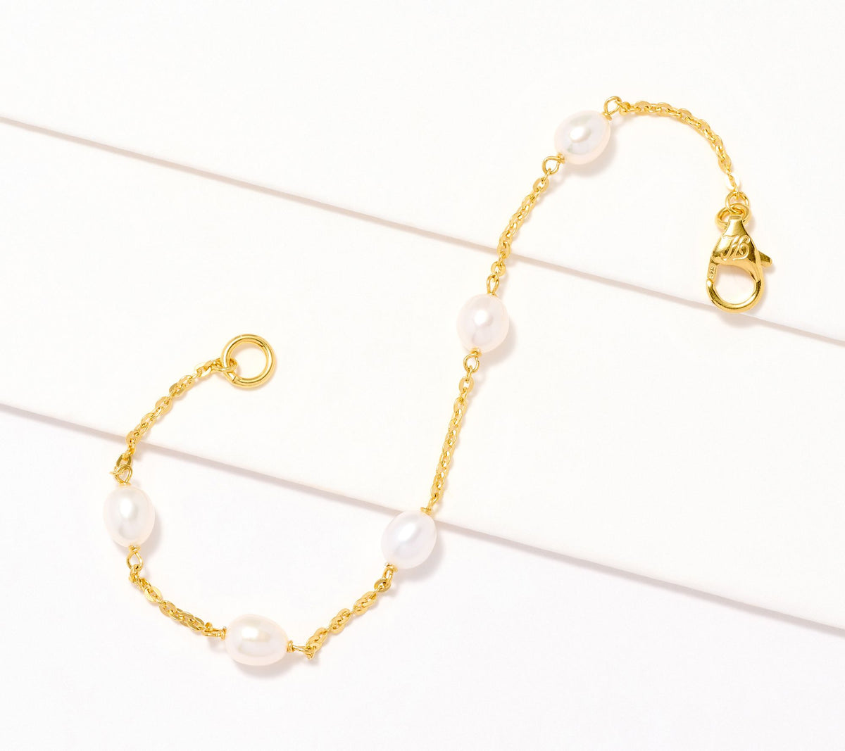 Honora Sterling Silver Goldclad Oval Cultured Pearl & Forzatina Chain Bracelet Avg