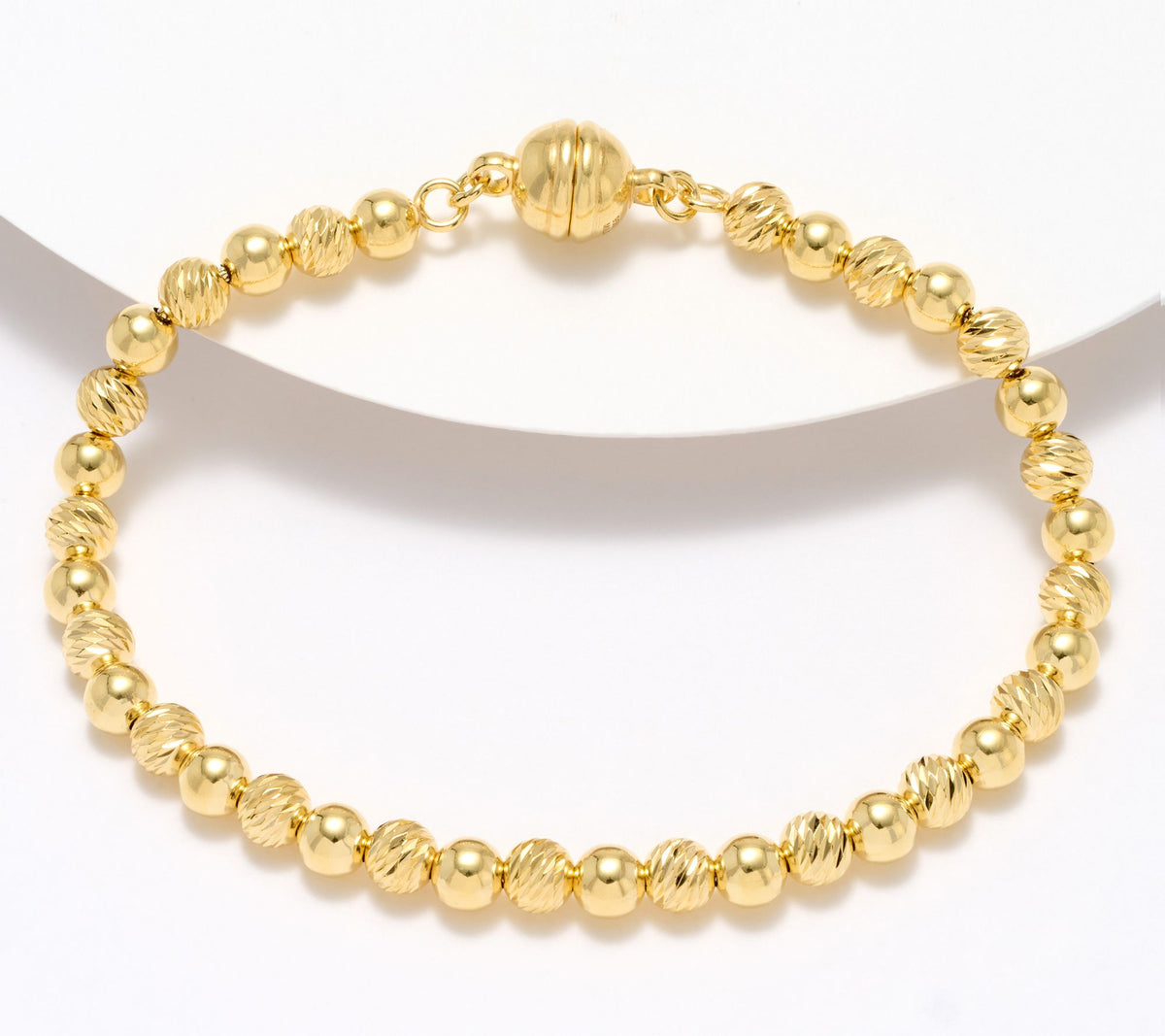 UltraFine 950 Silver Magnetic Bracelet 18K Gold-Plated, Beaded, Large 8"