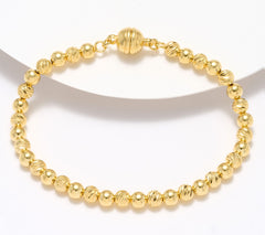 UltraFine 950 Silver Magnetic Bracelet 18K Gold-Plated, Beaded, Large 8"