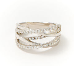 Diamonique Sterling Silver Layers of Love Highway Band Ring, Size 10