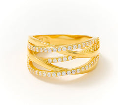 Diamonique Sterling Silver Goldclad Layers of Love Highway Band Ring, Size 10