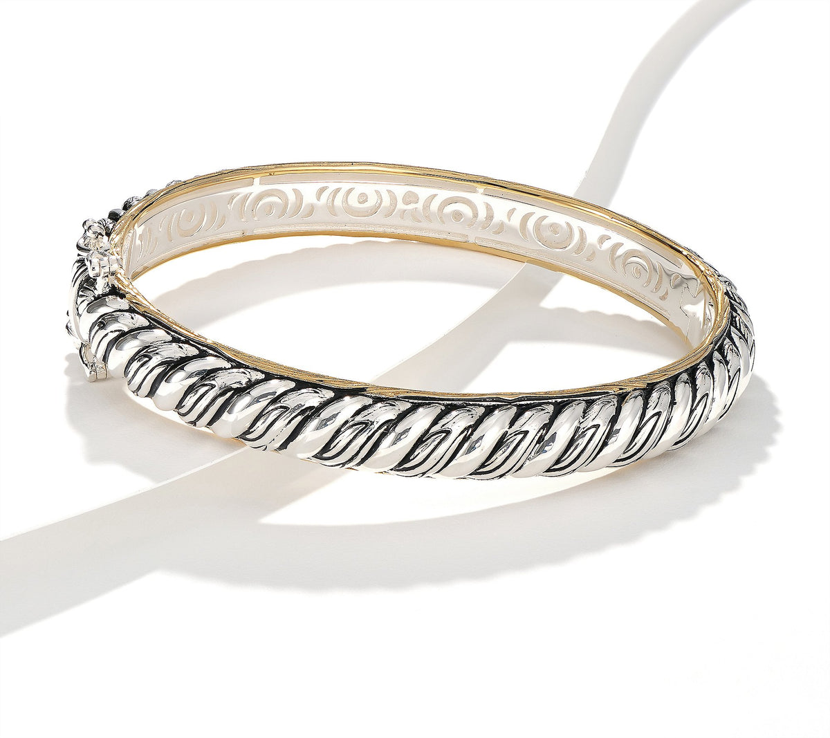 Christian James by Scott Grimes Sterling Silver Two-Tone Ripple Bangle, LG