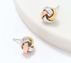 David Markstein Bronze Love Knot Stud Earrings, Tri-Tone