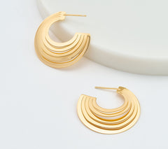 David Markstein Sterling Silver Polished Sunray 1-1/4" Hoop Earrings, 18K gold-plated