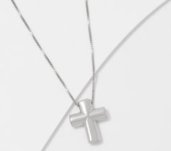 EternaGold 14K White Gold Puffed "Cross" Motif Necklace, 20"