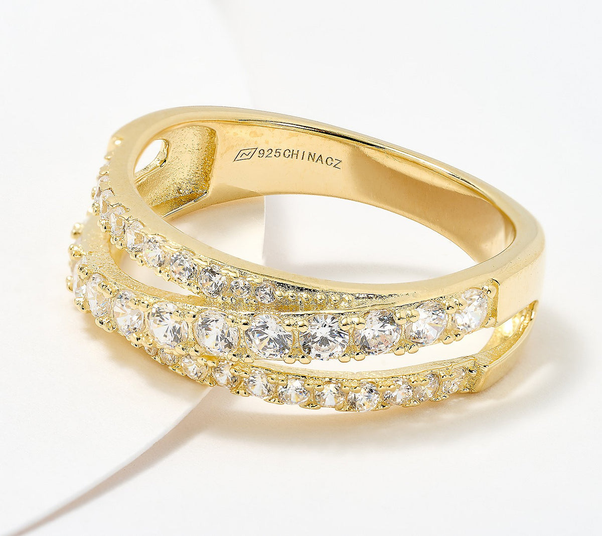 Diamonique Classics Round Cut Band Ring, 14K Gold-Clad Sterling Silver Size 6