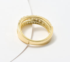 Diamonique Classics Round Cut Band Ring, 14K Gold-Clad Sterling Silver Size 6