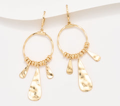 Susan Graver  Goldtone Hammered Metal Statement Earrings, 2-1/2"