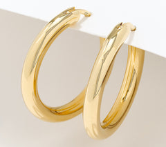 Silver Style Comfort Closure 1" Hoop Earrings, 18K Gold Clad Sterling Silver