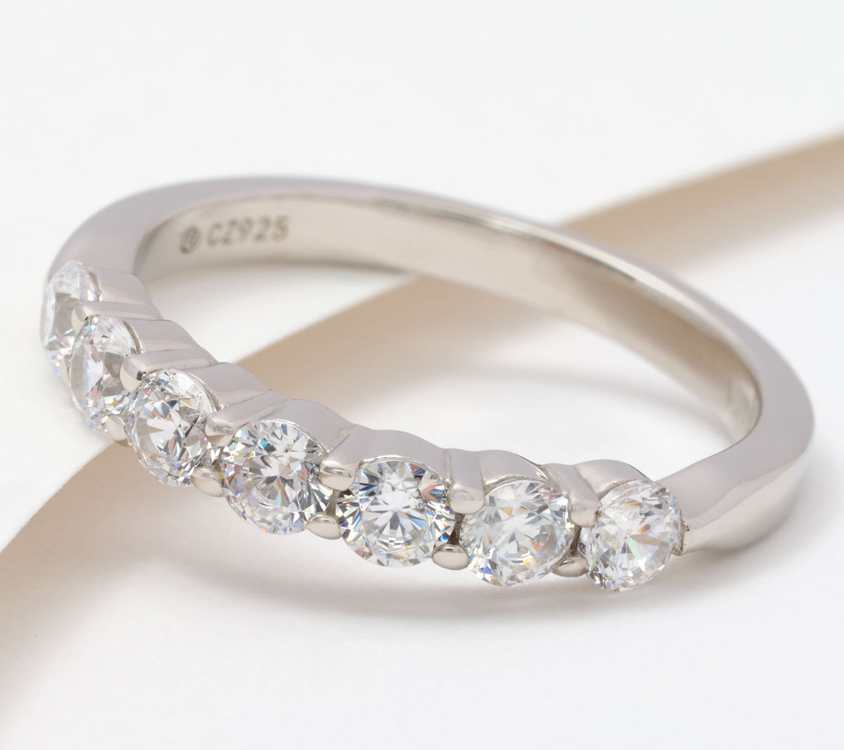 Diamonique x Erin 7-Year Anniversary 7-Stone Ring, Sterling Silver, Size 6
