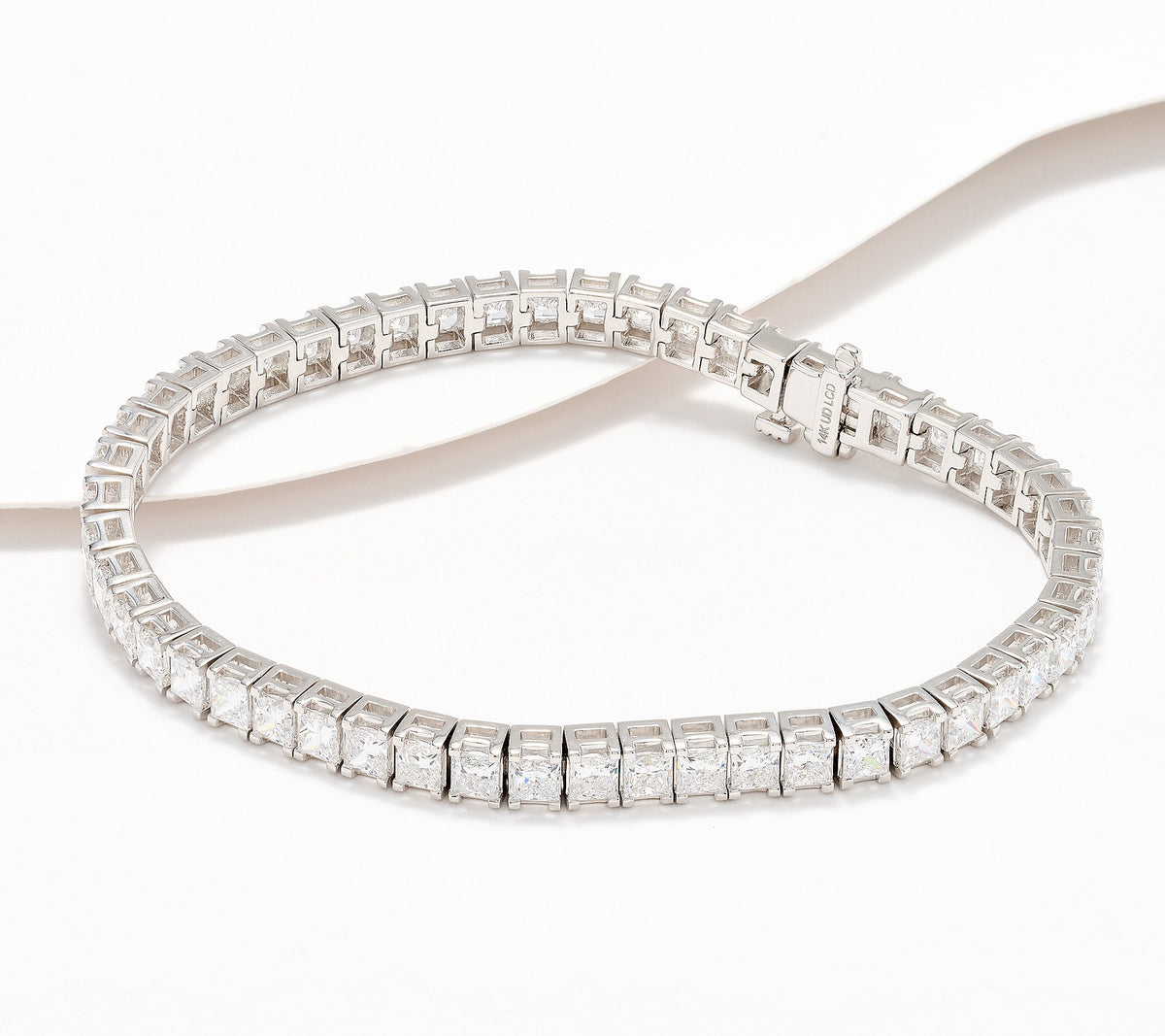 Fire Light Lab Grown Diamond 10cttw Princess Cut Tennis Bracelet, 14K