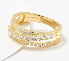Diamonique Sterling Silver Goldclad Classics Round Cut Band Ring, Size 7