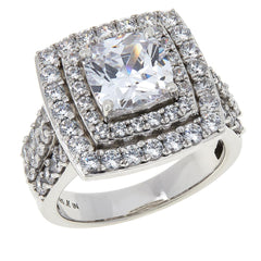 Robert Manse Cushion-Cut Halo Engagement Ring – Size 11 – 6.80ctw CZ in Sterling Silver