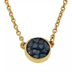 Joya Sterling Silver Deco Crushed Blue Diamond Round Pendant Necklace, 18"