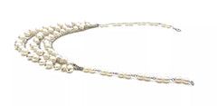 HSN Sterling Silver Fresh Pearl 3-Row Necklace. 16"