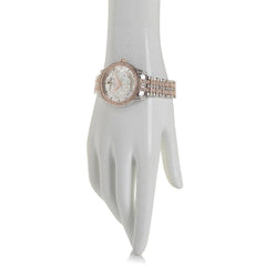 Croton 2-Tone Rose & Silver Mother-Of-Pearl Floral Dial Bracelet Watch Hsn $94.5