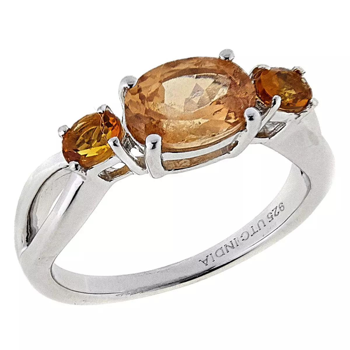 Paul Deasy Sterling Silver Gems 3-Stone Oval Hessonite Ring, Size 8