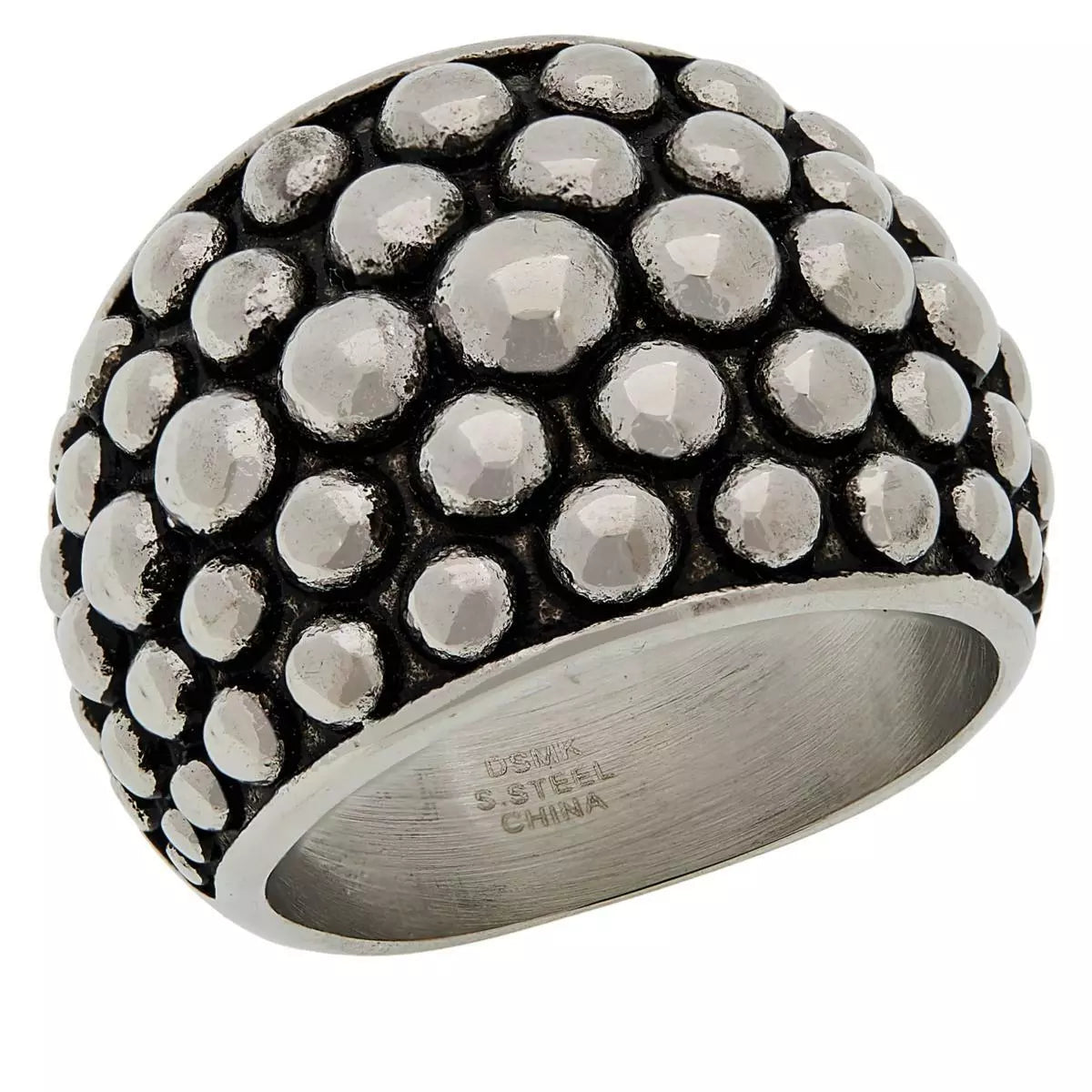 Emma Skye Stainless Steel Beaded Domed Ring, Size 7
