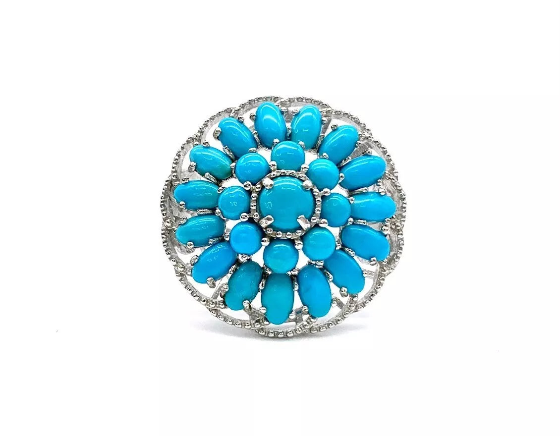 Heritage Gems Sterling Silver Sleeping Beauty Turquoise "Signature" Ring, Size 7