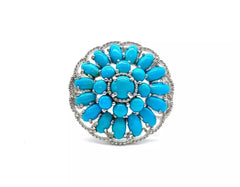 Heritage Gems Sterling Silver Sleeping Beauty Turquoise "Signature" Ring, Size 7