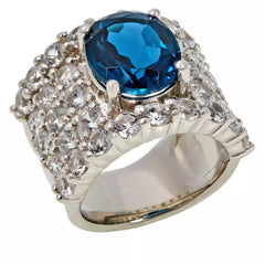 Colleen Lopez Sterling Silver London Blue Topaz & White Zircon Band Ring, Size 6