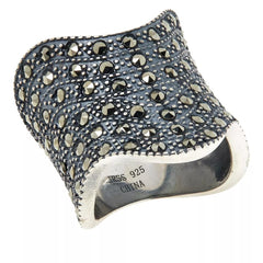 Colleen Lopez Sterling Silver Marcasite Wave Ring, Size 5