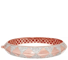 Bronzo Italia Rose Bronze Crystal Hinged Bangle Bracelet, 6-3/4"