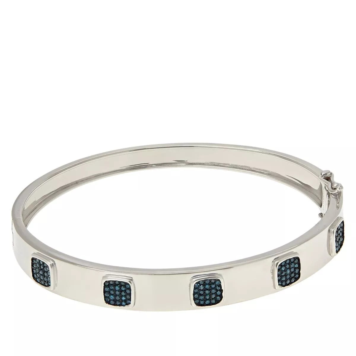 Colleen Lopez Sterling Silver 0.60ctw PavÃ© Blue Diamond Station Bangle. 7-1/4"