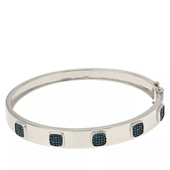 Colleen Lopez Sterling Silver 0.60ctw PavÃ© Blue Diamond Station Bangle. 7-1/4"