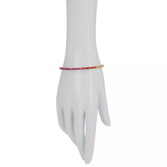 Absolute Sterling Silver Simulated Sapphire Rainbow Line Bracelet. 7-1/2"