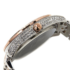 Croton 2-Tone Rose & Silver Mother-Of-Pearl Floral Dial Bracelet Watch Hsn $94.5