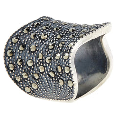 Colleen Lopez Sterling Silver Marcasite Wave Ring, Size 5