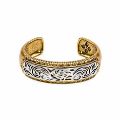 Patricia Nash Cavo Tooling Goldtone Metal Cuff Bracelet. 6-3/4"